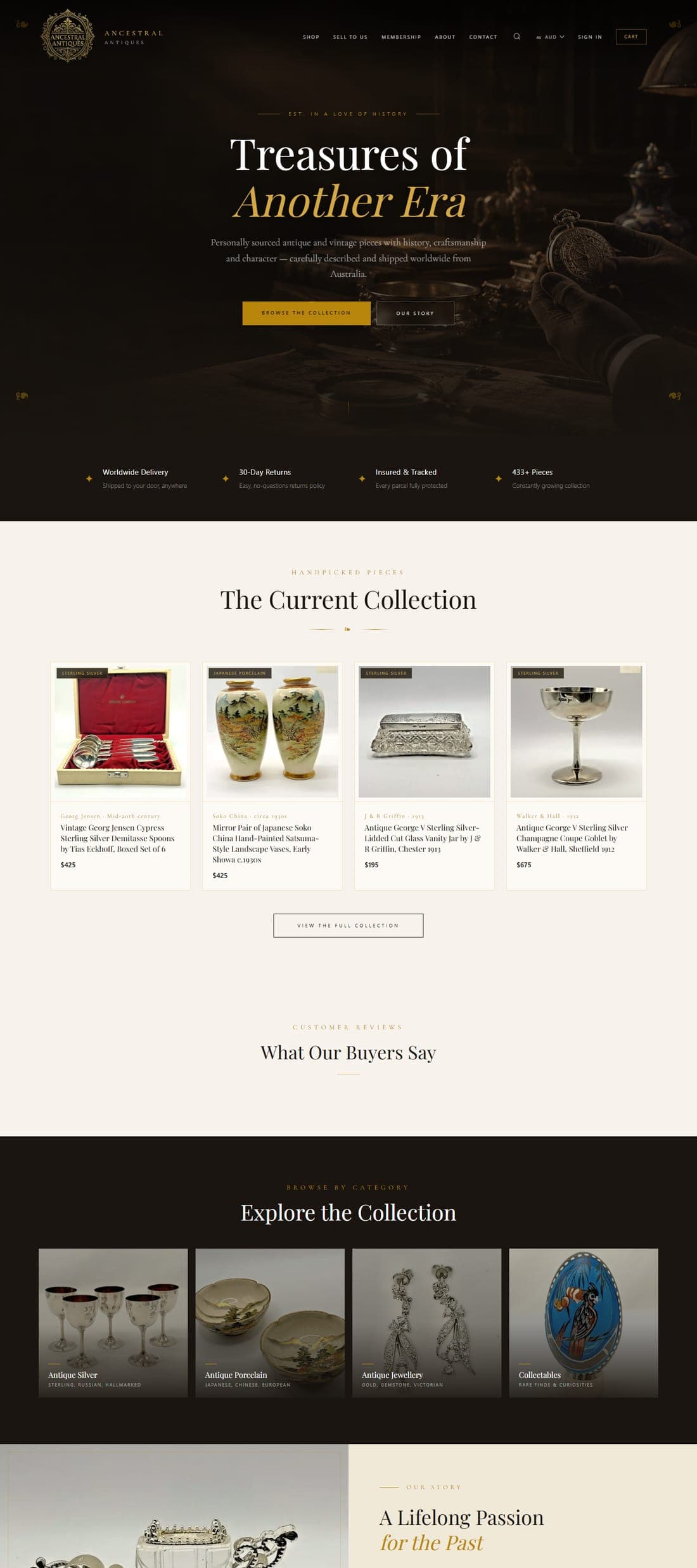 Home page of the Ancestral Antiques website